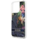 Guess Liquid Glitter Flower - Cover for iPhone 13 Pro (Blue)