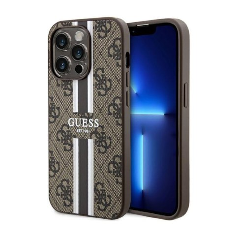 Guess 4G Printed Stripes MagSafe - Case for iPhone 14 Pro (Brown)