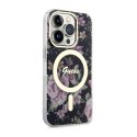 Guess Flower MagSafe - Case for iPhone 14 Pro (Black)