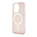 Guess Glitter Gold MagSafe - Case for iPhone 14 Pro (Pink)