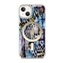 Guess Leopard MagSafe - Case for iPhone 14 (Blue)