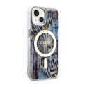 Guess Leopard MagSafe - Case for iPhone 14 (Blue)