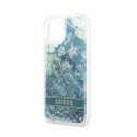 Guess Liquid Glitter Flower - Cover for iPhone 13 mini (Blue/Green)