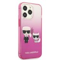 Karl Lagerfeld Gradient Ikonik Karl & Choupette - Case for iPhone 13 Pro (Pink)