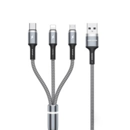 WEKOME WDC-119 Fython Series - 3-in-1 USB-A to Lightning + USB-C + Micro USB PD Connecting Cable 1.2 m (Silver)