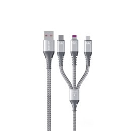 WEKOME WDC-170 Raython Series - 3-in-1 USB-A to USB-C + Lightning + Micro USB 1.2 m Fast Charging PD Cable (Silver)