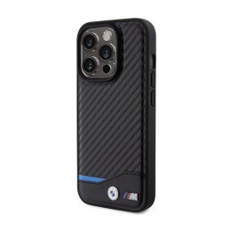 BMW Leather Carbon Blue Line - Case for iPhone 15 Pro (black)