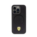 Ferrari Carbon Metal Logo MagSafe - Case for iPhone 15 Pro (Black)