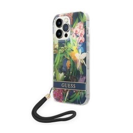 Guess Flower Cord - Case for iPhone 14 Pro Max (Blue)