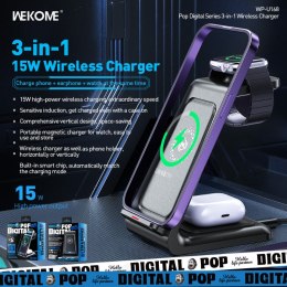 WEKOME WP-U168 Pop Digital Series - 3-in-1 wireless charger for iPhone, AirPods and Apple Watch (Black)