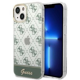 Guess 4G Stripe Script Logo Electroplated Pattern - Case for iPhone 14 Plus (Khaki)