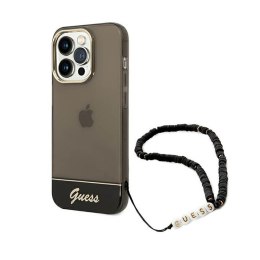 Guess Translucent Pearl Strap - Case for iPhone 14 Pro Max (Black)