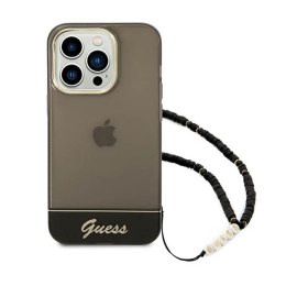 Guess Translucent Pearl Strap - Case for iPhone 14 Pro Max (Black)