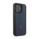 US Polo Assn Leather Stitch - Case for iPhone 14 Pro (Navy blue)