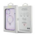Guess Ring Stand Script Glitter MagSafe - iPhone 15 Plus Case (Purple)