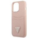 Guess Saffiano Double Card Triangle - Cover for iPhone 13 Pro Max (Pink)