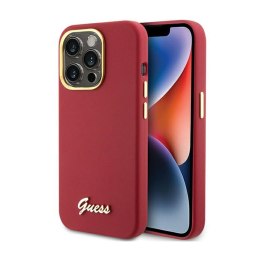 Guess Silicone Script Metal Logo & Frame - iPhone 15 Pro Case (magenta)