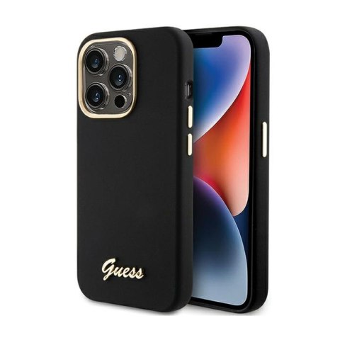 Guess Silicone Script Metal Logo & Frame - iPhone 15 Pro Max Case (black)