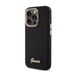 Guess Silicone Script Metal Logo & Frame - iPhone 15 Pro Max Case (black)