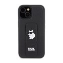 Karl Lagerfeld Gripstand Saffiano Choupette Pins - iPhone 15 Plus Case (black)