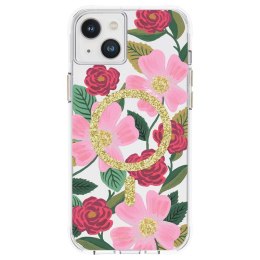 Rifle Paper Clear MagSafe - Case decorated in gold for iphone 14 Plus (Rose Garden)