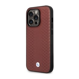 BMW Leather Diamond Pattern MagSafe - Case for iPhone 14 Pro Max (Burgundian)