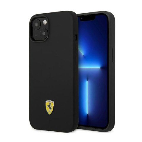 Ferrari Silicone Metal Logo - Case for iPhone 14 (Black)