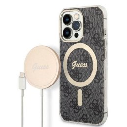 Guess Bundle Pack MagSafe 4G - Set of case for iPhone 13 Pro + MagSafe charger (Black/Gold)