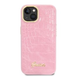Guess Croco Collection - Case for iPhone 14 Plus (Pink)