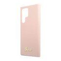 Guess Silicone Script Metal Logo - Case for Samsung Galaxy S23 Ultra (Pink)