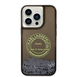 Karl Lagerfeld Liquid Glitter Round RSG Logo Case - Case for iPhone 14 Pro (Black)