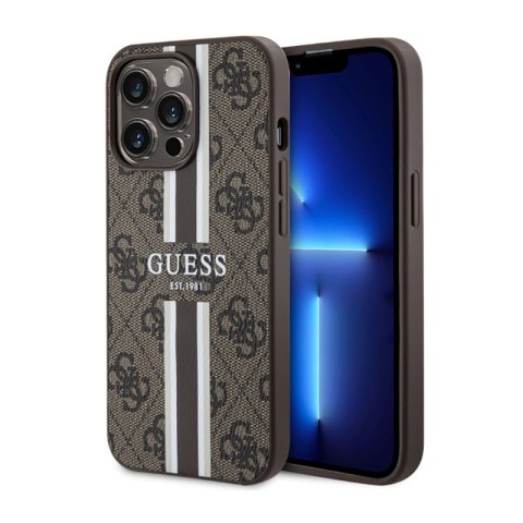 Guess 4G Printed Stripes MagSafe - Case for iPhone 13 Pro (Brown)