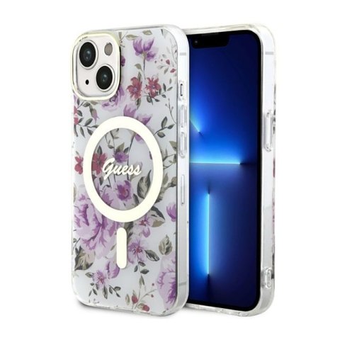 Guess Flower MagSafe - Case for iPhone 14 (Transparent)