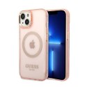 Guess Gold Outline Translucent MagSafe - Case for iPhone 14 Plus (Pink)