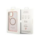 Guess Gold Outline Translucent MagSafe - Case for iPhone 14 Plus (Pink)