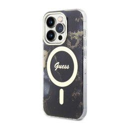 Guess Golden Marble MagSafe - Case for iPhone 14 Pro Max (Black)
