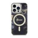 Guess Golden Marble MagSafe - Case for iPhone 14 Pro Max (Black)