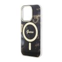 Guess Golden Marble MagSafe - Case for iPhone 14 Pro Max (Black)