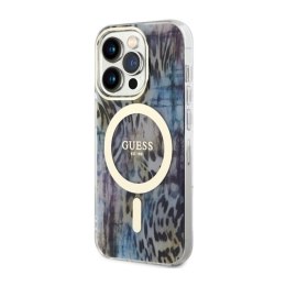 Guess Leopard MagSafe - Case for iPhone 14 Pro (Blue)