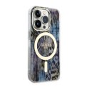 Guess Leopard MagSafe - Case for iPhone 14 Pro (Blue)