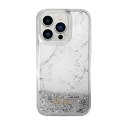 Guess Liquid Glitter Marble - Case for iPhone 14 Pro Max (White)