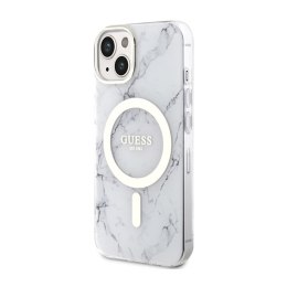 Guess Marble MagSafe - Case for iPhone 14 Plus (White)