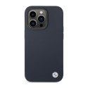 BMW Liquid Silicone Case Metal Logo - Case for iPhone 14 Pro (Navy Blue)