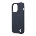 BMW Liquid Silicone Case Metal Logo - Case for iPhone 14 Pro (Navy Blue)