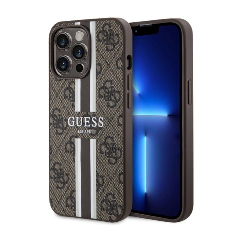 Guess 4G Printed Stripes MagSafe - Case for iPhone 13 Pro Max (Brown)