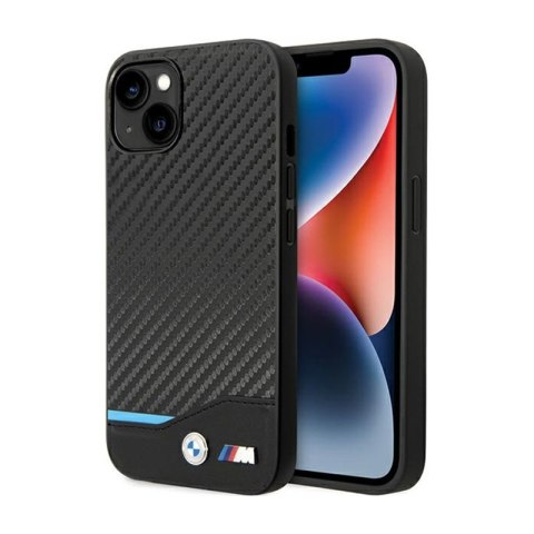 BMW Leather Carbon Blue Line - Case for iPhone 13 (Black)