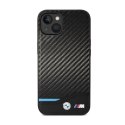 BMW Leather Carbon Blue Line - Case for iPhone 13 (Black)