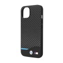 BMW Leather Carbon Blue Line - Case for iPhone 13 (Black)