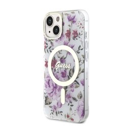 Guess Flower MagSafe - Case for iPhone 14 Plus (Transparent)