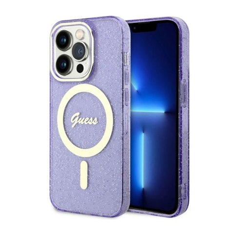 Guess Glitter Gold MagSafe - Case for iPhone 14 Pro (Purple)